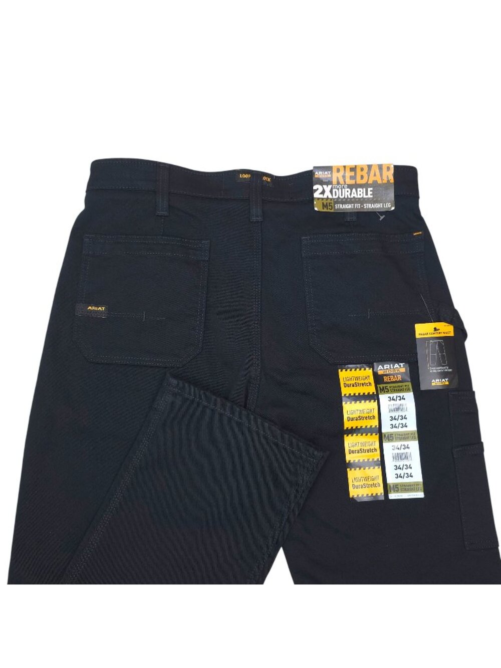 Ariat M5 Rebar Mens Straight Leg Work Pants 34x34 Durastretch Black